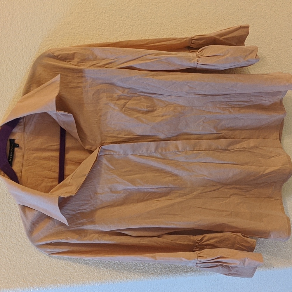 BCBG Maxazria Beige Button Down Blouse Size M
